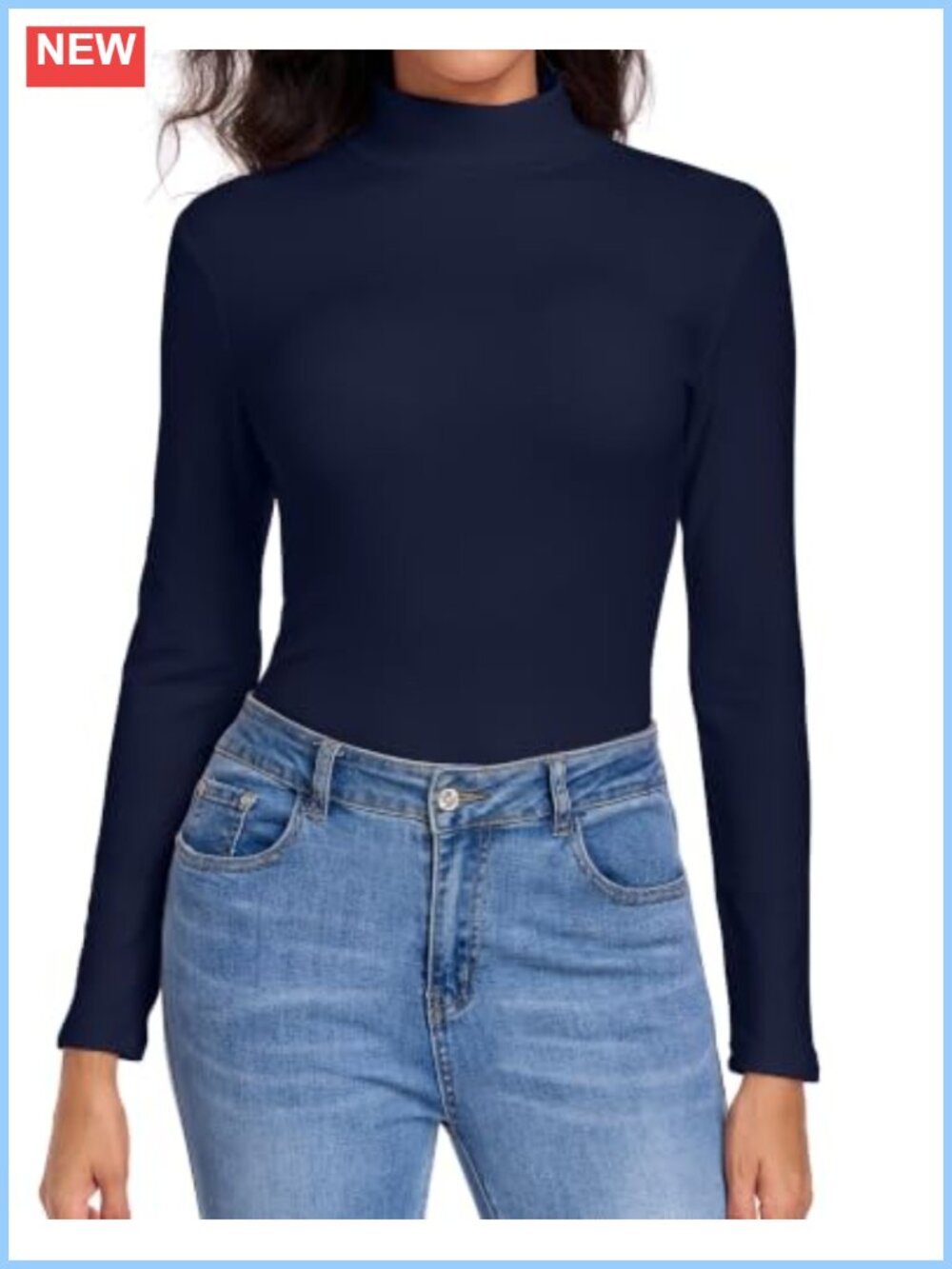 Long Sleeve Mock Neck Slim Fit Stretchy Layering Top Women